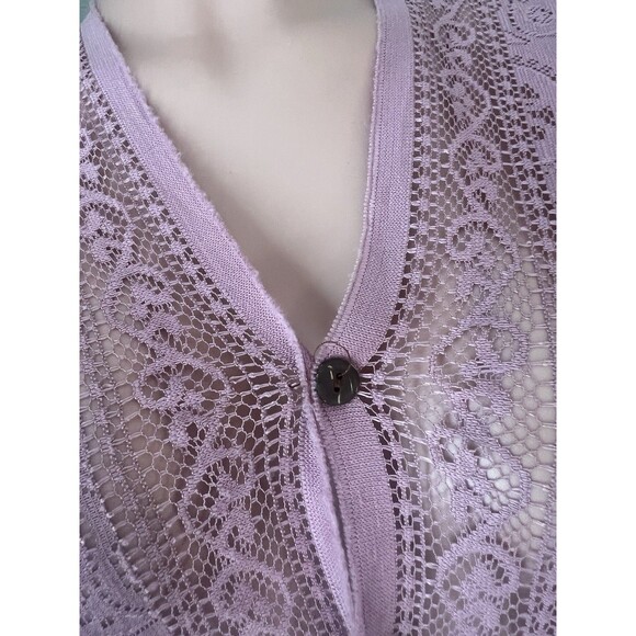 Peach pink Lace floral Open Front Kimono Beach Coverup Lightweight relaxed #211 - Picture 6 of 15